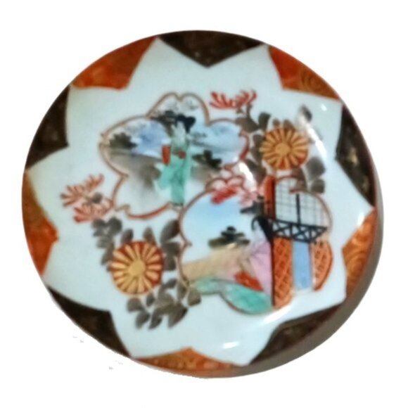 Antique Japanese Kutani Egg Shell Porcelain Hand Painted Cup & Saucer Set - Picture 4 of 9